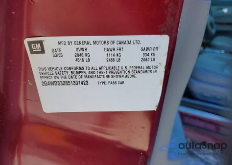 2005 Buick Lacrosse Cxl из США, поврежденный, VIN 2G4WD532851301423